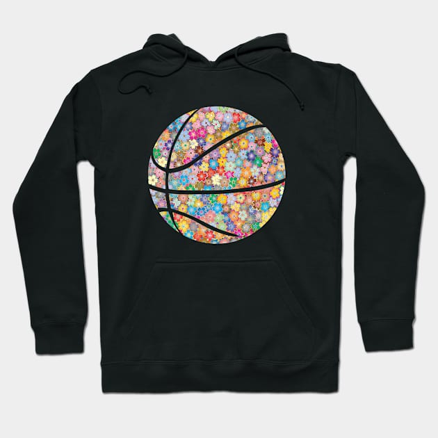 Basketball Colorful Flowers Gift Hoodie by Shariss